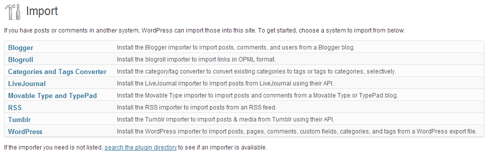 WordPress Import Tool